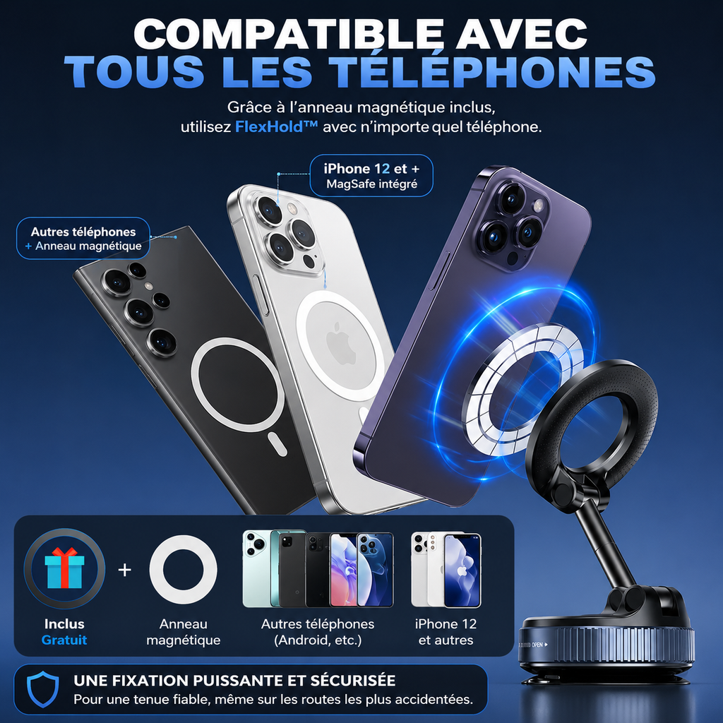 FlexHold™ - Support Magnétique Téléphone 360°