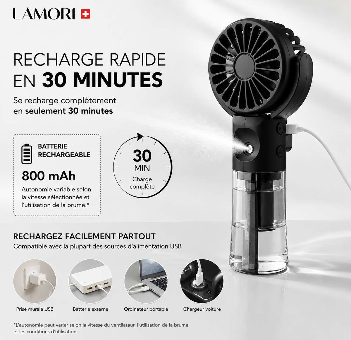 CoolMist™ - Ventilateur Brumisateur Portable 2-en-1
