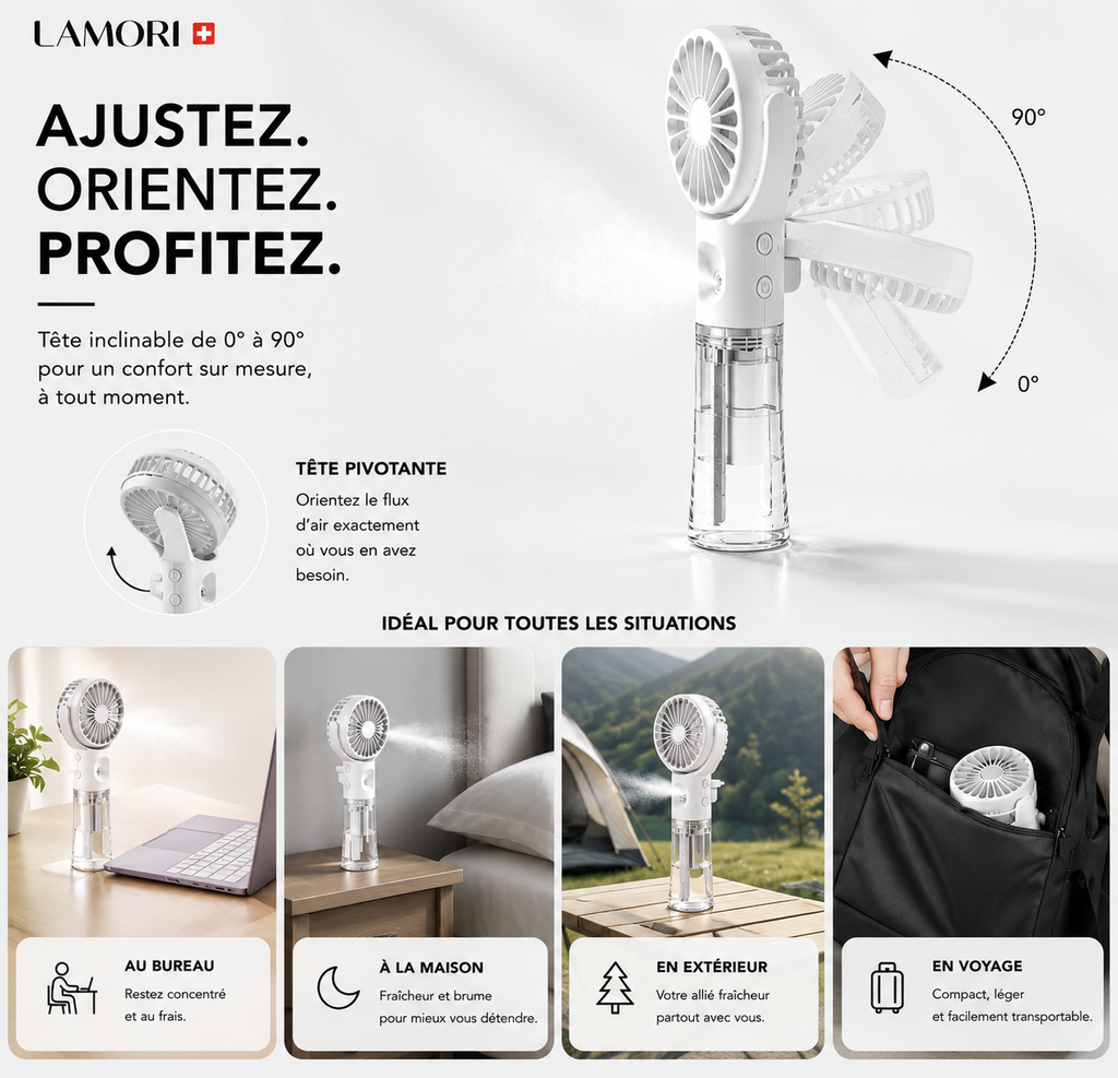 CoolMist™ - Ventilateur Brumisateur Portable 2-en-1