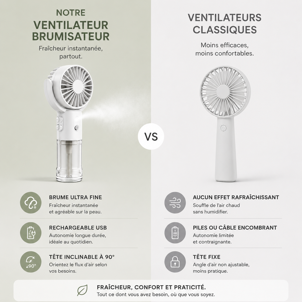 CoolMist™ - Ventilateur Brumisateur Portable 2-en-1