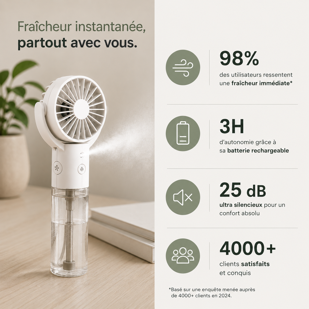 CoolMist™ - Ventilateur Brumisateur Portable 2-en-1