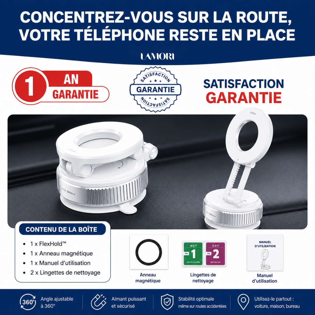 FlexHold™ - Support Magnétique Téléphone 360°